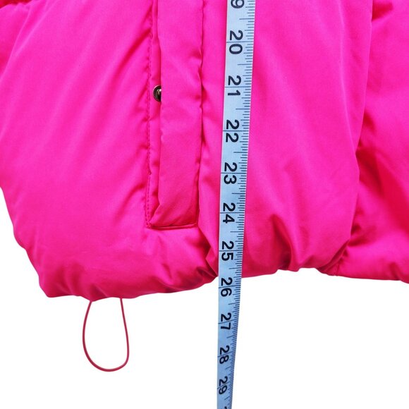 Essentials Womens Fuchsia Puffer Jacket plus Size 5X With Elastic Hem & Pockets - Picture 5 of 6